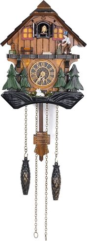 Cuckoo Clock, Germany Black Forest Style Wooden Pendulum Quartz Wall Clock, Volume Control, Night Silent, Gift Package, Professional Service in Saudi Arabia