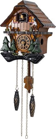 Cuckoo Clock, Germany Black Forest Style Wooden Pendulum Quartz Wall Clock, Volume Control, Night Silent, Gift Package, Professional Service in Saudi Arabia