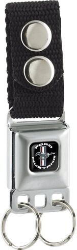 Buckle-Down Keychain-Ford Mustang Tri-bar Logo Black/White/Silver/red/ in Saudi Arabia