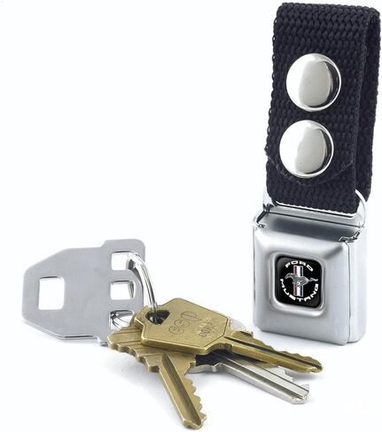 Buckle-Down Keychain-Ford Mustang Tri-bar Logo Black/White/Silver/red/ in Saudi Arabia