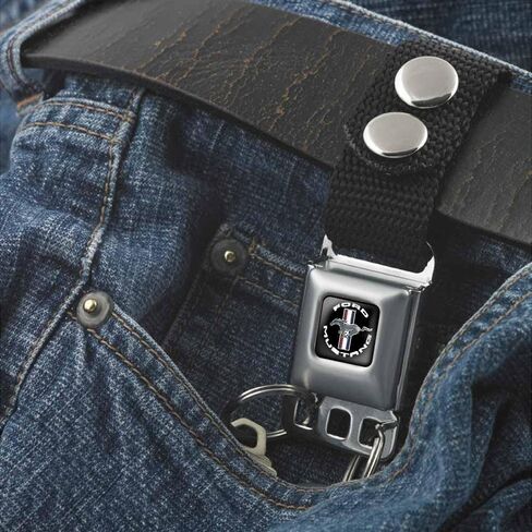 Buckle-Down Keychain-Ford Mustang Tri-bar Logo Black/White/Silver/red/ in Saudi Arabia