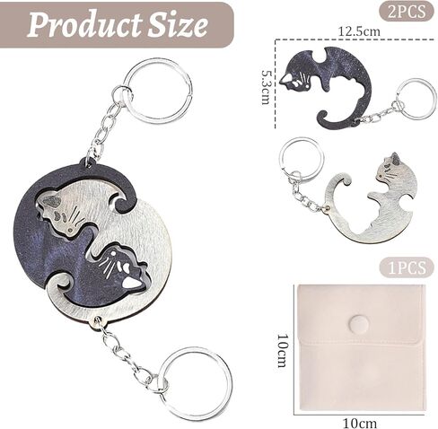 2pcs Set Cat Keychain Partner Keychain Puzzle Pendant Keychain for Couples Friendship Otter Motif Guardian Angel Keychain in Saudi Arabia