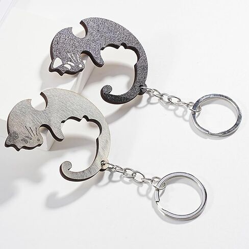2pcs Set Cat Keychain Partner Keychain Puzzle Pendant Keychain for Couples Friendship Otter Motif Guardian Angel Keychain in Saudi Arabia