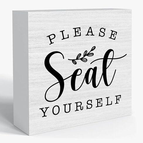 Sahjzk Bathroom Rules Wooden Box Sign - 5x5 Inch Funny Bathroom Decor for Toilet Tank & Shelf, Wash Your Hands Sign, Funny Bathroom Gift in Saudi Arabia