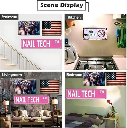 Nail Tech Ave Funny Street Sign Art Wall Decor for Farmhouse Office Bedroom Garage Man Cave Plaque Quality Metal Sign 16x4 Inch in Saudi Arabia
