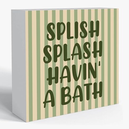 Sahjzk Bathroom Rules Wooden Box Sign - 5x5 Inch Funny Bathroom Decor for Toilet Tank & Shelf, Wash Your Hands Sign, Funny Bathroom Gift in Saudi Arabia