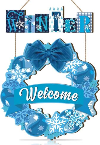 Winter Wall Decor Welcome Wooden Hanging Sign Door Decor Blue Winter Season Wood Art for Indoor Outdoor Holiday Decoration in Saudi Arabia