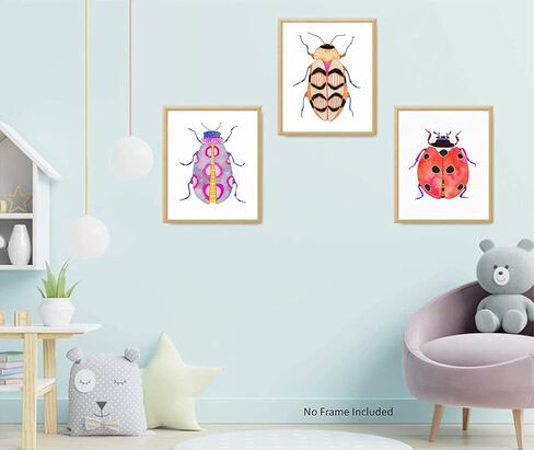 مطبوعات فنية جدارية للحشرات الملونة، لوحة قماشية بألوان مائية زرقاء خنفساء الخنفساء، ملصق فني جداري للحشرات الملونة للأطفال، ديكور غرفة الأطفال، صورة ديكور المنزل، مجموعة من 6 قطع (8 × 10 بوصة، غير مؤطرة). in Kuwait