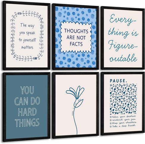 Mental Health Office Wall Decor Therapy Wall Art Mental Health Canvas Posters Motivational Inspirational Quotes Pictures Boho Positive Artwork for Counseling Office Classroom 8x10 Inch Unframed 6Pcs in Saudi Arabia