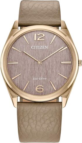 Citizen للجنسين Eco-Drive Classic Eco ، ساعة من الفولاذ المقاوم للصدأ ثنائية النغمة ، حزام جلدي رمادي ، يد 2 (طراز: AR3124-07H) in Kuwait