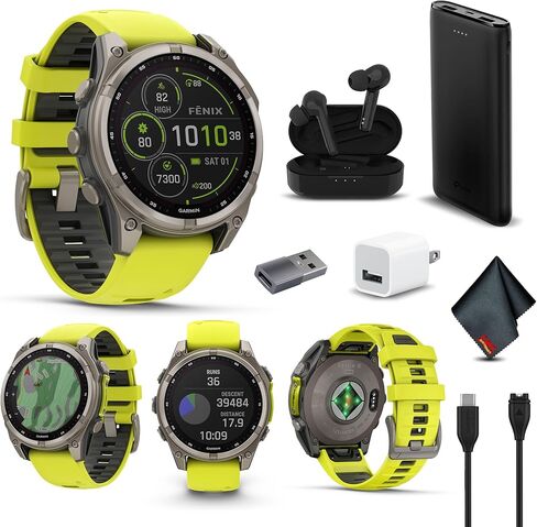 Garmin Fenix 8 43MM AMOLED Sapphire Premium Multisport GPS Smartwatch Silver with Whitestone Silicone Band, Built-in LED Flashlight, Fitness & Health Smart Watch Bundle for Men & Women in Saudi Arabia