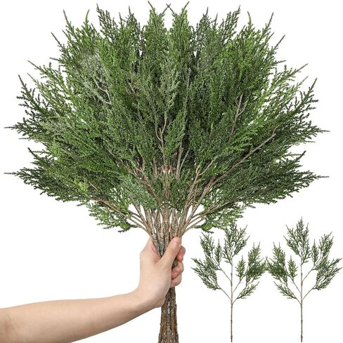 Giegxin 6pcs Large Christmas Evergreen Pine Branch 28.35" Artificial Pine Stem Faux Cypress Twigs Norfolk Spray Greenery Picks Sprigs for Vase Fillers Winter Holiday Cedar DIY in Saudi Arabia