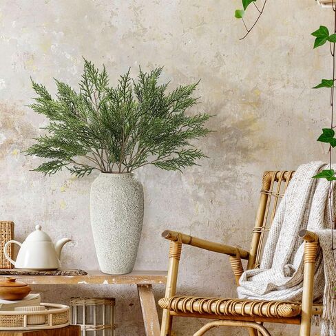 Giegxin 6pcs Large Christmas Evergreen Pine Branch 28.35" Artificial Pine Stem Faux Cypress Twigs Norfolk Spray Greenery Picks Sprigs for Vase Fillers Winter Holiday Cedar DIY in Saudi Arabia