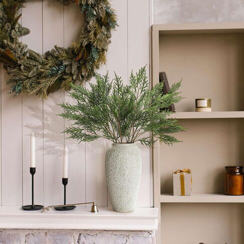Giegxin 6pcs Large Christmas Evergreen Pine Branch 28.35" Artificial Pine Stem Faux Cypress Twigs Norfolk Spray Greenery Picks Sprigs for Vase Fillers Winter Holiday Cedar DIY in Saudi Arabia