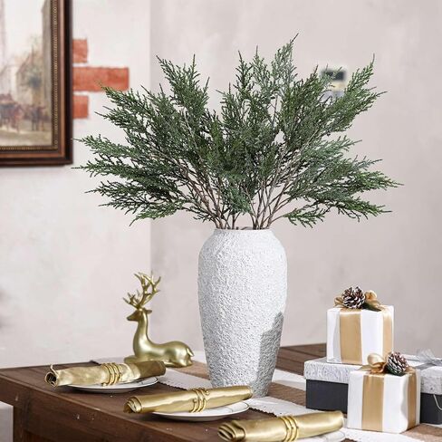 Giegxin 6pcs Large Christmas Evergreen Pine Branch 28.35" Artificial Pine Stem Faux Cypress Twigs Norfolk Spray Greenery Picks Sprigs for Vase Fillers Winter Holiday Cedar DIY in Saudi Arabia