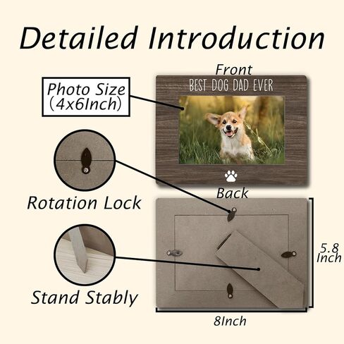 DUXMNAMG Dog Dad Gifts 4x6 Picture Frame, Best Dog Dad Gift Photo Frame, Dogs Picture Frame for Dad, Gifts for Dogs, Best DogDad Ever Picture Photo Frames for Desk Decor in Kuwait