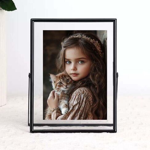 xinkerco 2 حزمة 5x7 إطار الصورة العائمة السوداء لحجم الصورة 5x7 4x6 3x5 إطارات الصور الزجاجية المعدنية، عرض الطاولة عموديا، ديكور المنزل حفل زفاف مكتب in Saudi Arabia