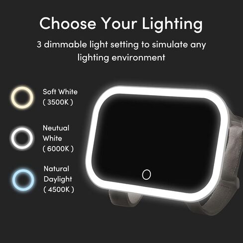 مرآة مكياج Fancii Car Sun Visor مع ضوء، قابلة لإعادة الشحن، 3 أوضاع للألوان، عاكسة للضوء، مرآة زينة بمشبك قابل للتعديل، ملاءمة عالمية، مسند مدمج (Juni 2) - أبيض in Saudi Arabia