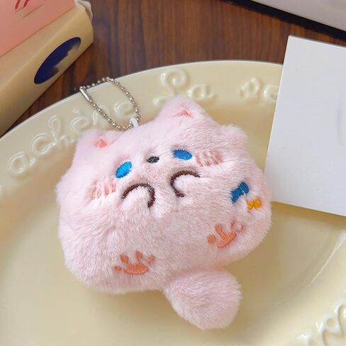 Plush Cartoon Cats Keychain Creative Cat Keychain Detachable Cats Pendant Car Key Chain Backpack Pendant with Metal Keyring in Saudi Arabia