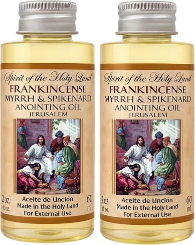 Frankincense Myrrh & Spikenard Anointing Oil from Holy Land Blessed in Jerusalem 2 Bottles x 60 ml Biblical Anointing Oils for Prayer Religious Gifts for Men Women Premium Gift Box with Prayer Card in Saudi Arabia