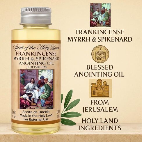 Frankincense Myrrh & Spikenard Anointing Oil from Holy Land Blessed in Jerusalem 2 Bottles x 60 ml Biblical Anointing Oils for Prayer Religious Gifts for Men Women Premium Gift Box with Prayer Card in Saudi Arabia