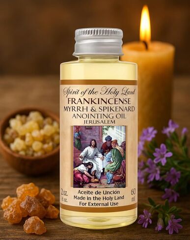 Frankincense Myrrh & Spikenard Anointing Oil from Holy Land Blessed in Jerusalem 2 Bottles x 60 ml Biblical Anointing Oils for Prayer Religious Gifts for Men Women Premium Gift Box with Prayer Card in Saudi Arabia