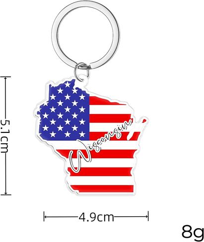 Wisconsin Souvenirs Keychain With Key Ring - American Flag Keychain, Key Holder For Gifts,Souvenirs From Usa,Spot M in Saudi Arabia