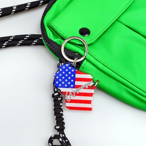 Wisconsin Souvenirs Keychain With Key Ring - American Flag Keychain, Key Holder For Gifts,Souvenirs From Usa,Spot M in Saudi Arabia