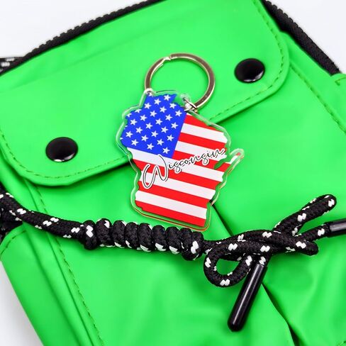 Wisconsin Souvenirs Keychain With Key Ring - American Flag Keychain, Key Holder For Gifts,Souvenirs From Usa,Spot M in Saudi Arabia