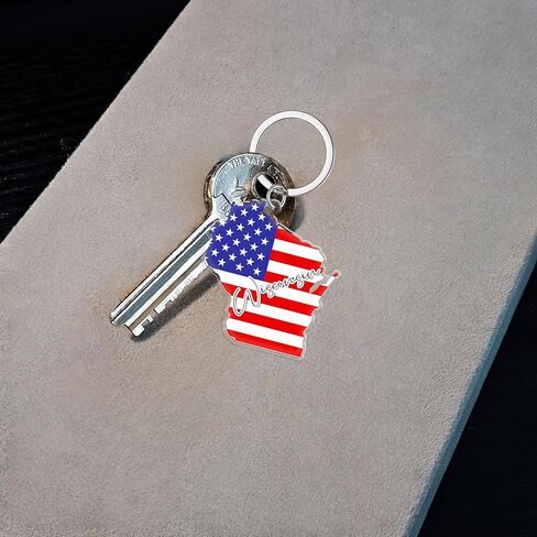 Wisconsin Souvenirs Keychain With Key Ring - American Flag Keychain, Key Holder For Gifts,Souvenirs From Usa,Spot M in Saudi Arabia