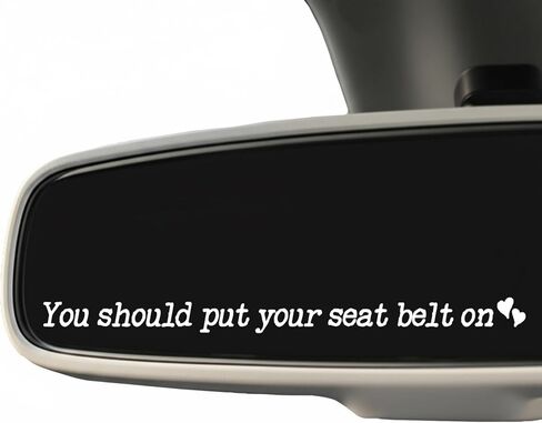 3X Seat Belt Reminder Sticker, 4 Inch Rearview Mirror Decal, Car Window Safety Stickers, Drive Safe Car Decals, Cute Heart Car Stickers for Women & Men (Black) in Saudi Arabia