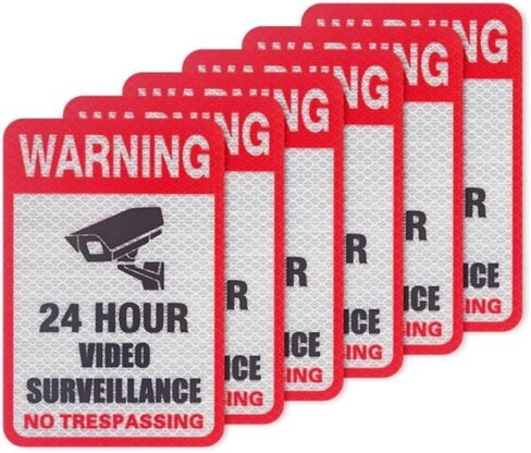 6 Pack Video Surveillance Sign Reflective Sticker Decal Self Adhesive, 5.9" x 4", UV Protected & Waterproof, Indoor & Outdoor Use in Saudi Arabia