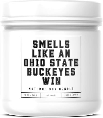 Smells Like an Ohio State Buckeyes Win - Scented Soy Wax Candle (8.0 oz) 50-60 Hour Burn Time, Cotton Wick, Frosted White Glass Jar (Vanilla) in Saudi Arabia