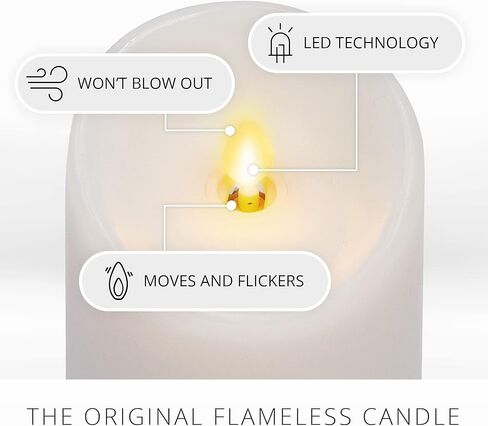 Luminara Flickering عديمة اللهب أبيض 4.5 بوصة شمعة عمود بحافة صدفية - لهب ضوء LED دافئ - ديكور يعمل بالبطارية 2 C لقطع طاولة غرفة الطعام المركزية، رف الموقد، حفلة العشاء، الاستقبال in Kuwait