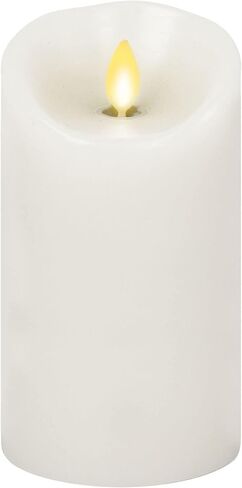 Luminara Flickering عديمة اللهب أبيض 4.5 بوصة شمعة عمود بحافة صدفية - لهب ضوء LED دافئ - ديكور يعمل بالبطارية 2 C لقطع طاولة غرفة الطعام المركزية، رف الموقد، حفلة العشاء، الاستقبال in Kuwait
