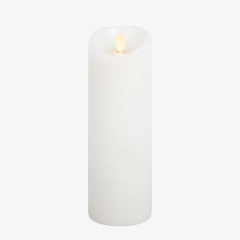 Luminara Flickering عديمة اللهب أبيض 4.5 بوصة شمعة عمود بحافة صدفية - لهب ضوء LED دافئ - ديكور يعمل بالبطارية 2 C لقطع طاولة غرفة الطعام المركزية، رف الموقد، حفلة العشاء، الاستقبال in Kuwait