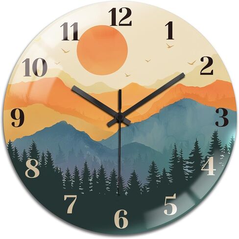 peacoblue Wall Clocks Battery Operated 12 Inch Wildflowers Glass Round Wall Clock Non Ticking for Kitchen Living Room Dining Room Bedroom and Bathroom Decor Accessories (Battery not Included) in Saudi Arabia