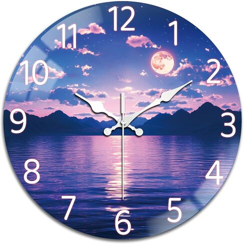 peacoblue Wall Clocks Battery Operated 12 Inch Wildflowers Glass Round Wall Clock Non Ticking for Kitchen Living Room Dining Room Bedroom and Bathroom Decor Accessories (Battery not Included) in Saudi Arabia