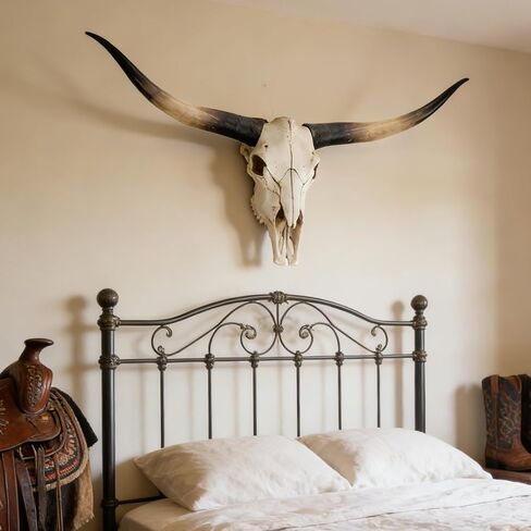 Longhorn Skull Wall Decor, 70 Inch Cow Skull Wall Sculpture with Realistic Detailing, Faux Taxidermy Bull Head Mount for Rustic Farmhouse, Western Style Living Room and Office Wall Hanging Art in Saudi Arabia
