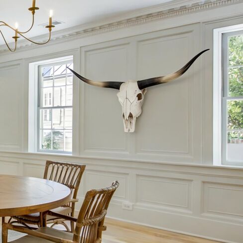 Longhorn Skull Wall Decor, 70 Inch Cow Skull Wall Sculpture with Realistic Detailing, Faux Taxidermy Bull Head Mount for Rustic Farmhouse, Western Style Living Room and Office Wall Hanging Art in Saudi Arabia