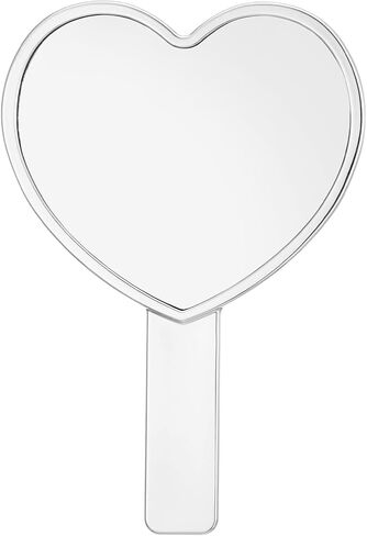 1 PCS Heart Shaped Hand Held Mirrors with Handle, Small Water Ripples Handheld Mirror, Cute Single-Sided Magnifying Makeup Lash Mirror with Handle for Makeup Travel Men & Women (Pink, 4 x 7 Inches) in Saudi Arabia