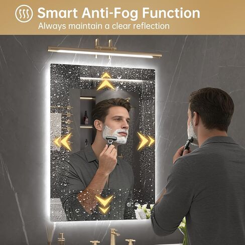 مرآة حمام بإضاءة خلفية مقاس 22 بوصة × 30 بوصة من LOVESPEJO، مرآة حمام مضاءة مع أضواء، بدون ضباب، قابلة للتعتيم، 3 ألوان متغيرة، مقاومة للكسر، أفقية/عمودية (بدون مستشعر حركة) in Kuwait