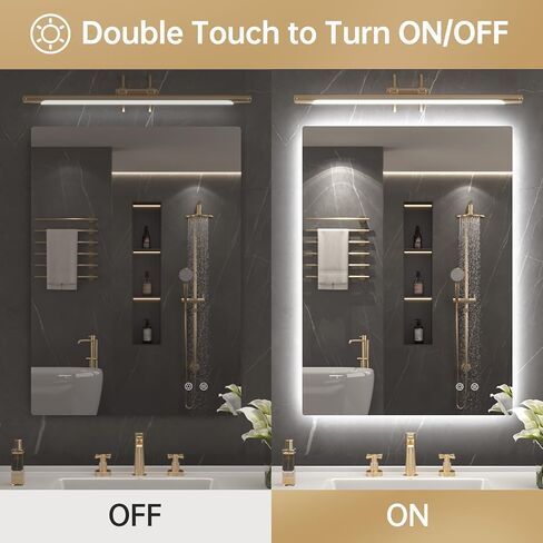 مرآة حمام بإضاءة خلفية مقاس 22 بوصة × 30 بوصة من LOVESPEJO، مرآة حمام مضاءة مع أضواء، بدون ضباب، قابلة للتعتيم، 3 ألوان متغيرة، مقاومة للكسر، أفقية/عمودية (بدون مستشعر حركة) in Kuwait