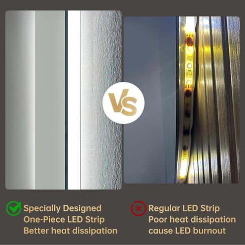 مرآة حمام بإضاءة خلفية مقاس 22 بوصة × 30 بوصة من LOVESPEJO، مرآة حمام مضاءة مع أضواء، بدون ضباب، قابلة للتعتيم، 3 ألوان متغيرة، مقاومة للكسر، أفقية/عمودية (بدون مستشعر حركة) in Kuwait