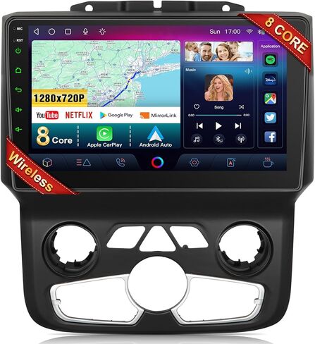 Car Stereo Radio for Dodge RAM 1500 2500 3500 2013 2014 2015 2016 2017 2018 with Wireless CarPlay and Android Auto,9 inch Android 13 Touch Screen Radio Replacement，2G Ram 64G ROM (Only fit Manual AC) in Saudi Arabia