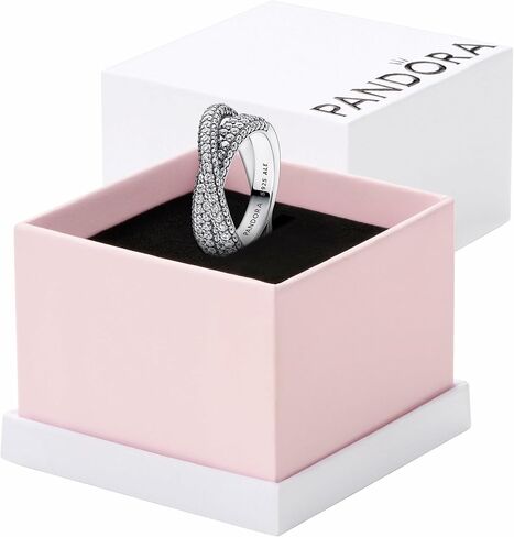 خاتم PANDORA Timeless Pavé Crossover ثنائي النطاق - خاتم من الفضة الإسترليني مع زركونيا مكعب - مجوهرات للنساء - يتضمن صندوق هدايا in Saudi Arabia