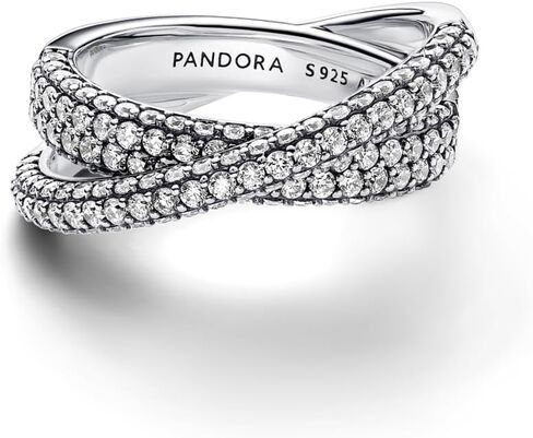خاتم PANDORA Timeless Pavé Crossover ثنائي النطاق - خاتم من الفضة الإسترليني مع زركونيا مكعب - مجوهرات للنساء - يتضمن صندوق هدايا in Saudi Arabia