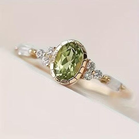 Exquisite Female Rings with Oval Cubic Zirconia Golden Color Temperament Bridal Wedding Jewelry in Saudi Arabia