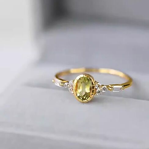Exquisite Female Rings with Oval Cubic Zirconia Golden Color Temperament Bridal Wedding Jewelry in Saudi Arabia