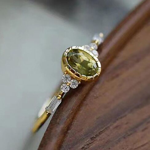 Exquisite Female Rings with Oval Cubic Zirconia Golden Color Temperament Bridal Wedding Jewelry in Saudi Arabia